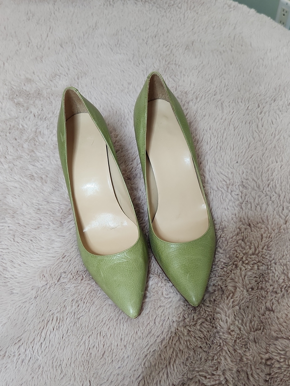 Talbots Olive Green Pointed-Toe Leather Pumps